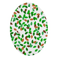 Leaves True Leaves Autumn Green Ornament (oval) by Simbadda