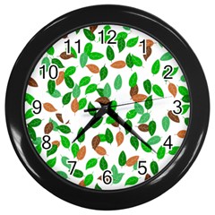 Leaves True Leaves Autumn Green Wall Clocks (black) by Simbadda