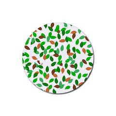 Leaves True Leaves Autumn Green Rubber Coaster (round)  by Simbadda