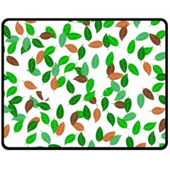 Leaves True Leaves Autumn Green Fleece Blanket (medium)  by Simbadda