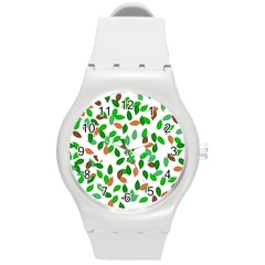 Leaves True Leaves Autumn Green Round Plastic Sport Watch (m) by Simbadda