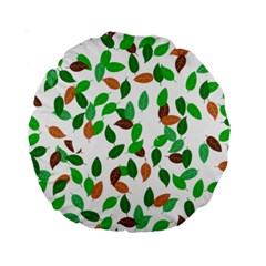 Leaves True Leaves Autumn Green Standard 15  Premium Round Cushions by Simbadda