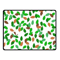 Leaves True Leaves Autumn Green Double Sided Fleece Blanket (small)  by Simbadda