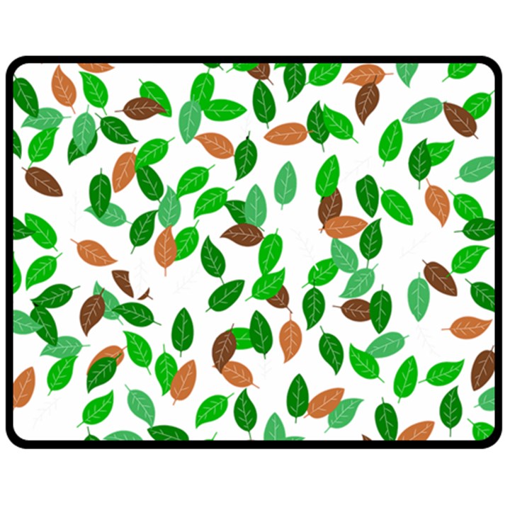 Leaves True Leaves Autumn Green Double Sided Fleece Blanket (Medium) 