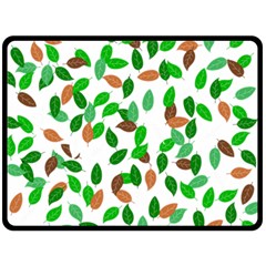 Leaves True Leaves Autumn Green Double Sided Fleece Blanket (large) 