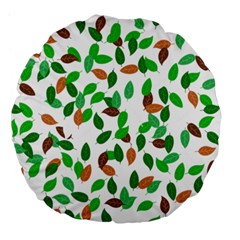 Leaves True Leaves Autumn Green Large 18  Premium Flano Round Cushions by Simbadda