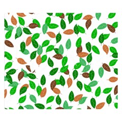 Leaves True Leaves Autumn Green Double Sided Flano Blanket (small)  by Simbadda