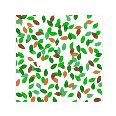 Leaves True Leaves Autumn Green Small Satin Scarf (square) by Simbadda