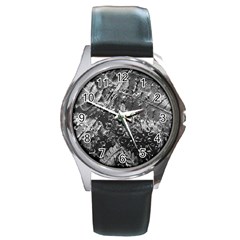 Fern Raindrops Spiderweb Cobweb Round Metal Watch by Simbadda