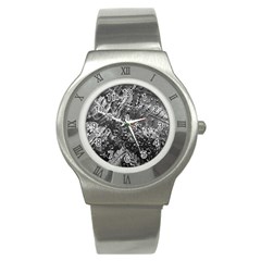 Fern Raindrops Spiderweb Cobweb Stainless Steel Watch by Simbadda