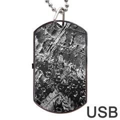 Fern Raindrops Spiderweb Cobweb Dog Tag Usb Flash (one Side) by Simbadda