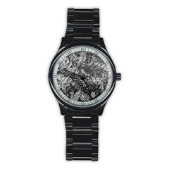 Fern Raindrops Spiderweb Cobweb Stainless Steel Round Watch by Simbadda