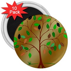 Tree Root Leaves Contour Outlines 3  Magnets (10 Pack)  by Simbadda