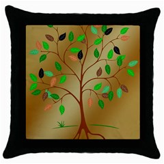 Tree Root Leaves Contour Outlines Throw Pillow Case (black) by Simbadda