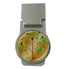 Tree Root Leaves Contour Outlines Money Clips (round)  by Simbadda