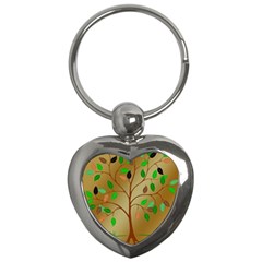 Tree Root Leaves Contour Outlines Key Chains (heart)  by Simbadda