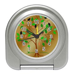 Tree Root Leaves Contour Outlines Travel Alarm Clocks by Simbadda