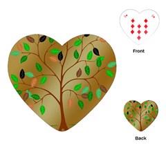 Tree Root Leaves Contour Outlines Playing Cards (heart)  by Simbadda