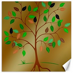 Tree Root Leaves Contour Outlines Canvas 20  X 20   by Simbadda