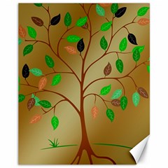 Tree Root Leaves Contour Outlines Canvas 11  X 14   by Simbadda