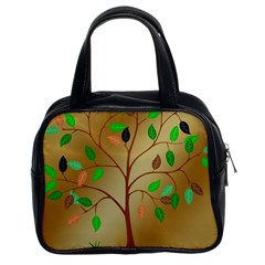 Tree Root Leaves Contour Outlines Classic Handbags (2 Sides) by Simbadda