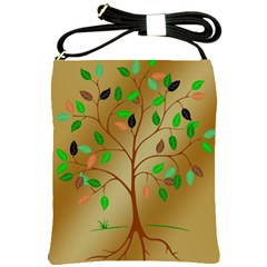 Tree Root Leaves Contour Outlines Shoulder Sling Bags by Simbadda