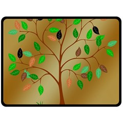 Tree Root Leaves Contour Outlines Fleece Blanket (large)  by Simbadda