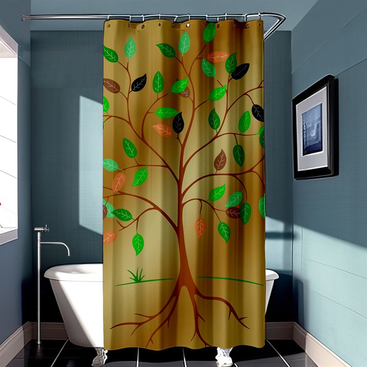 Tree Root Leaves Contour Outlines Shower Curtain 36  x 72  (Stall) 