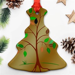 Tree Root Leaves Contour Outlines Ornament (christmas Tree)  by Simbadda