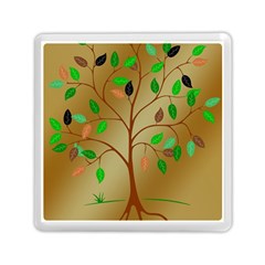 Tree Root Leaves Contour Outlines Memory Card Reader (square)  by Simbadda