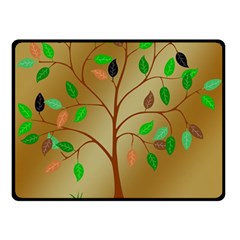 Tree Root Leaves Contour Outlines Double Sided Fleece Blanket (small)  by Simbadda