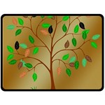 Tree Root Leaves Contour Outlines Double Sided Fleece Blanket (Large)  80 x60  Blanket Front