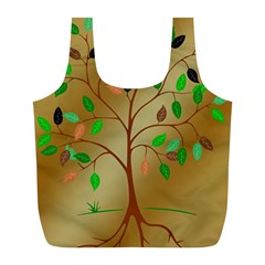 Tree Root Leaves Contour Outlines Full Print Recycle Bags (l)  by Simbadda