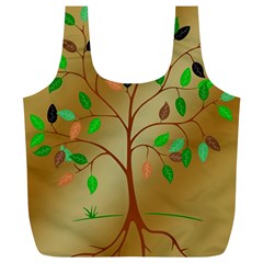 Tree Root Leaves Contour Outlines Full Print Recycle Bags (l)  by Simbadda