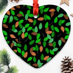 Leaves True Leaves Autumn Green Ornament (heart)