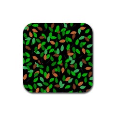 Leaves True Leaves Autumn Green Rubber Square Coaster (4 Pack)  by Simbadda