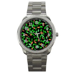 Leaves True Leaves Autumn Green Sport Metal Watch by Simbadda