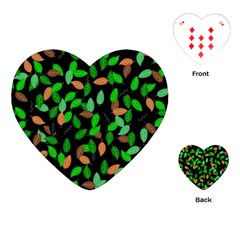 Leaves True Leaves Autumn Green Playing Cards (heart)  by Simbadda