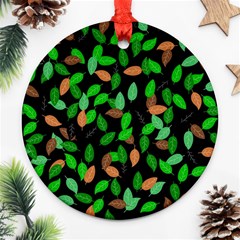 Leaves True Leaves Autumn Green Round Ornament (two Sides) by Simbadda