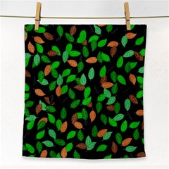 Leaves True Leaves Autumn Green Face Towel by Simbadda