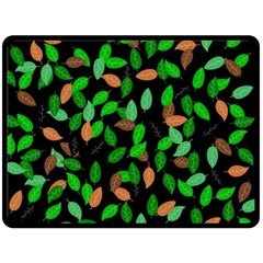 Leaves True Leaves Autumn Green Fleece Blanket (large) 