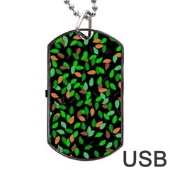 Leaves True Leaves Autumn Green Dog Tag Usb Flash (one Side)