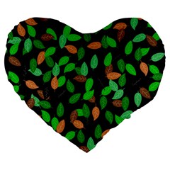 Leaves True Leaves Autumn Green Large 19  Premium Heart Shape Cushions by Simbadda