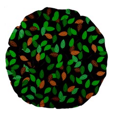 Leaves True Leaves Autumn Green Large 18  Premium Flano Round Cushions by Simbadda