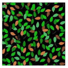 Leaves True Leaves Autumn Green Large Satin Scarf (square) by Simbadda