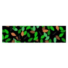 Leaves True Leaves Autumn Green Satin Scarf (oblong) by Simbadda