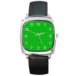 St  Patricks Day Green Square Metal Watch Front