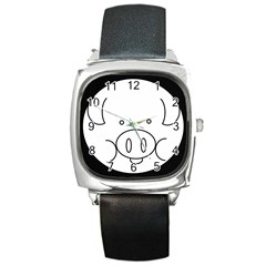 Pig Logo Square Metal Watch by Simbadda