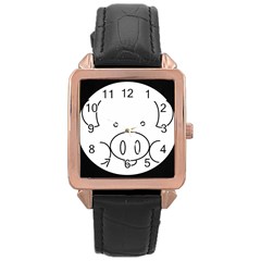 Pig Logo Rose Gold Leather Watch 