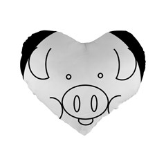 Pig Logo Standard 16  Premium Flano Heart Shape Cushions by Simbadda